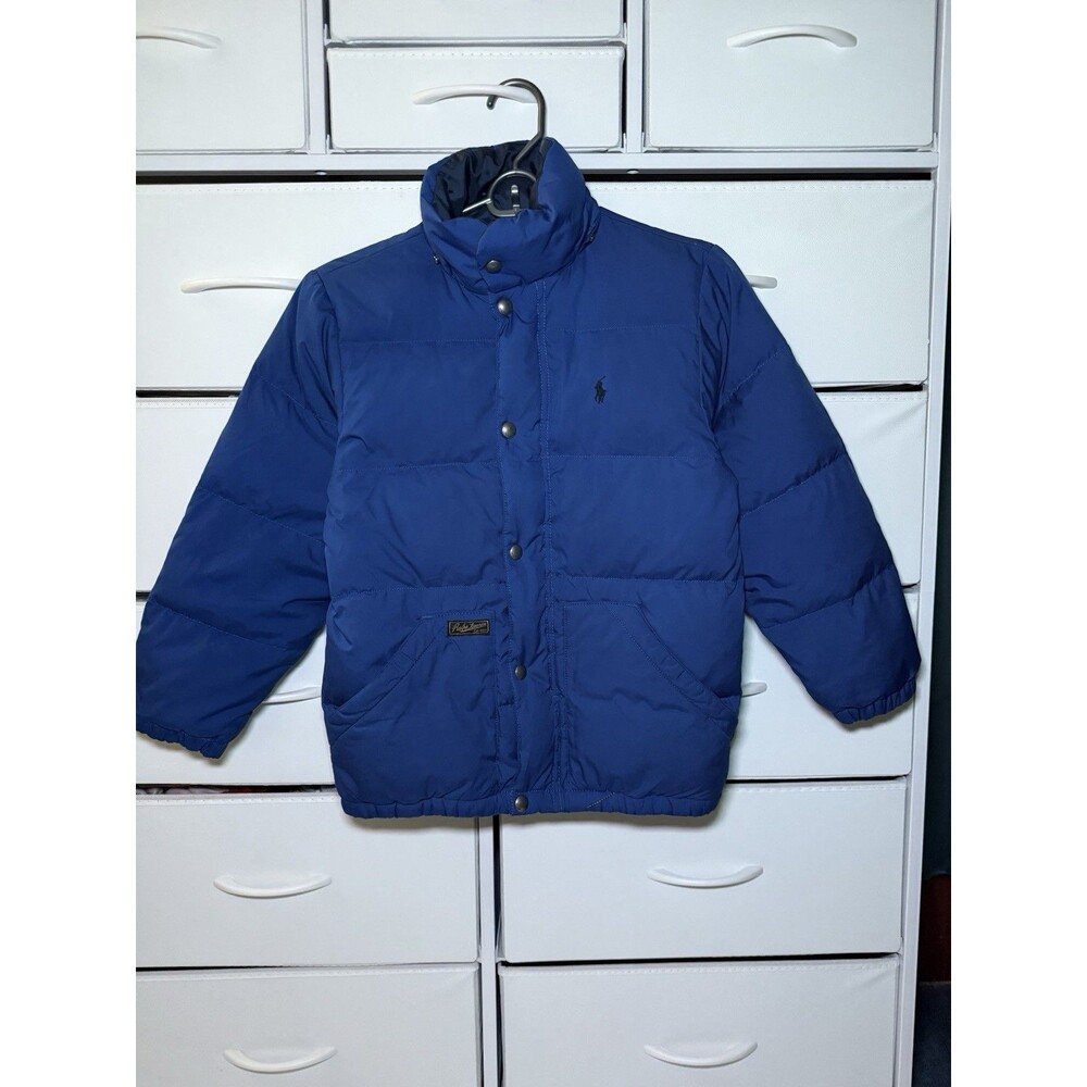 Polo Ralph Lauren Blue Down Puffer Jacket Coat Warm Sz S 8 Boys EUC Not Hooded